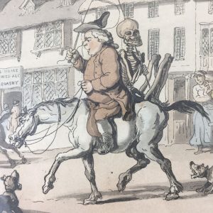 Hand tinted engraving of The Doctors' Toil by Thomas Rowlandson 1814
