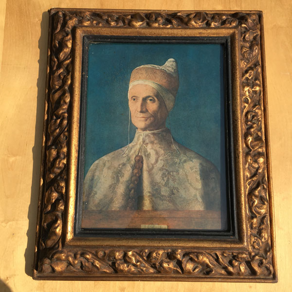 Doge Leonardo Loredano by Bellini heavily decorated papier mache frame